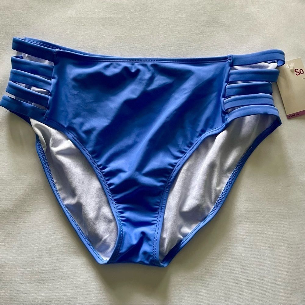 SO Strappy High Waist Caribbean Blue Bikini Bottoms Size Juniors’ XLarge NWT